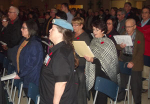 The Havre Boucher Senior Choir sang the English and French versions of “O Canada” in the early stages of Sunday afternoon’s Remembrance Ceremony at the Havre Boucher Community Centre, and later closed the event with “God Save The Queen.” 