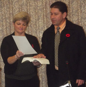 First-time councillor Jason MacLean, elected to Richmond County’s new district 5 earlier this fall, was sworn in by Supreme Court Justice Laurie Halfpenny-MacQuarrie last week at the Richmond Municipal Building in Arichat. MacLean was later chosen as the county’s new deputy warden.  