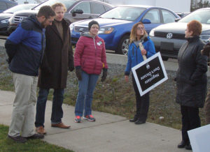 Inverness MLA Allan MacMaster (second from the left) showed his support for teachers on November 28 in Port Hawkesbury.